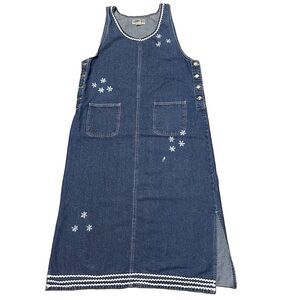 Vintage Amilano Collection Denim Dress Size Large Jumper Cotton Teacher Grandma
